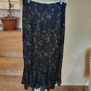 Chico's Maxi Skirt Velveteen Burnout Black - Size 0 (Small)